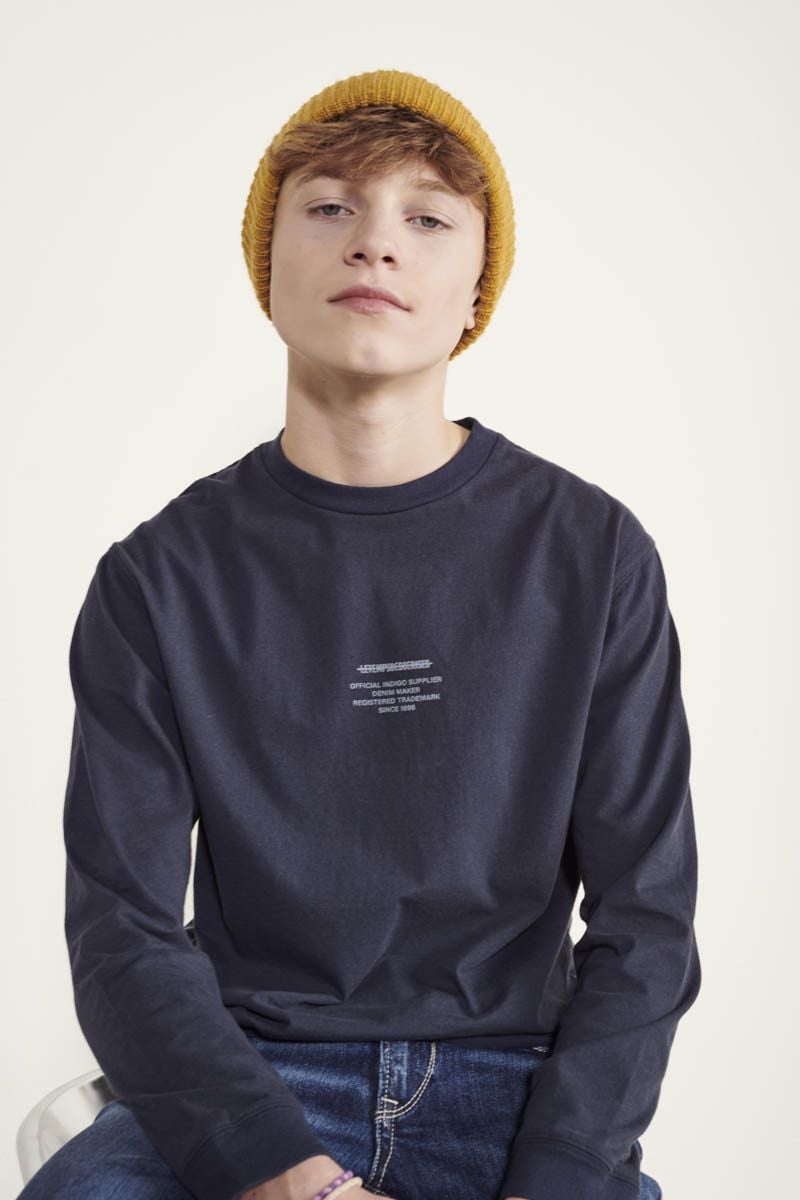 le temps des cerises T-shirt manches longues Tankibo bleu marine