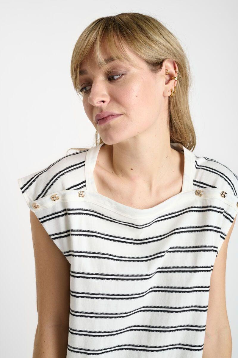 Le Temps Des Cerises T-shirt Marina Blanc à Rayures