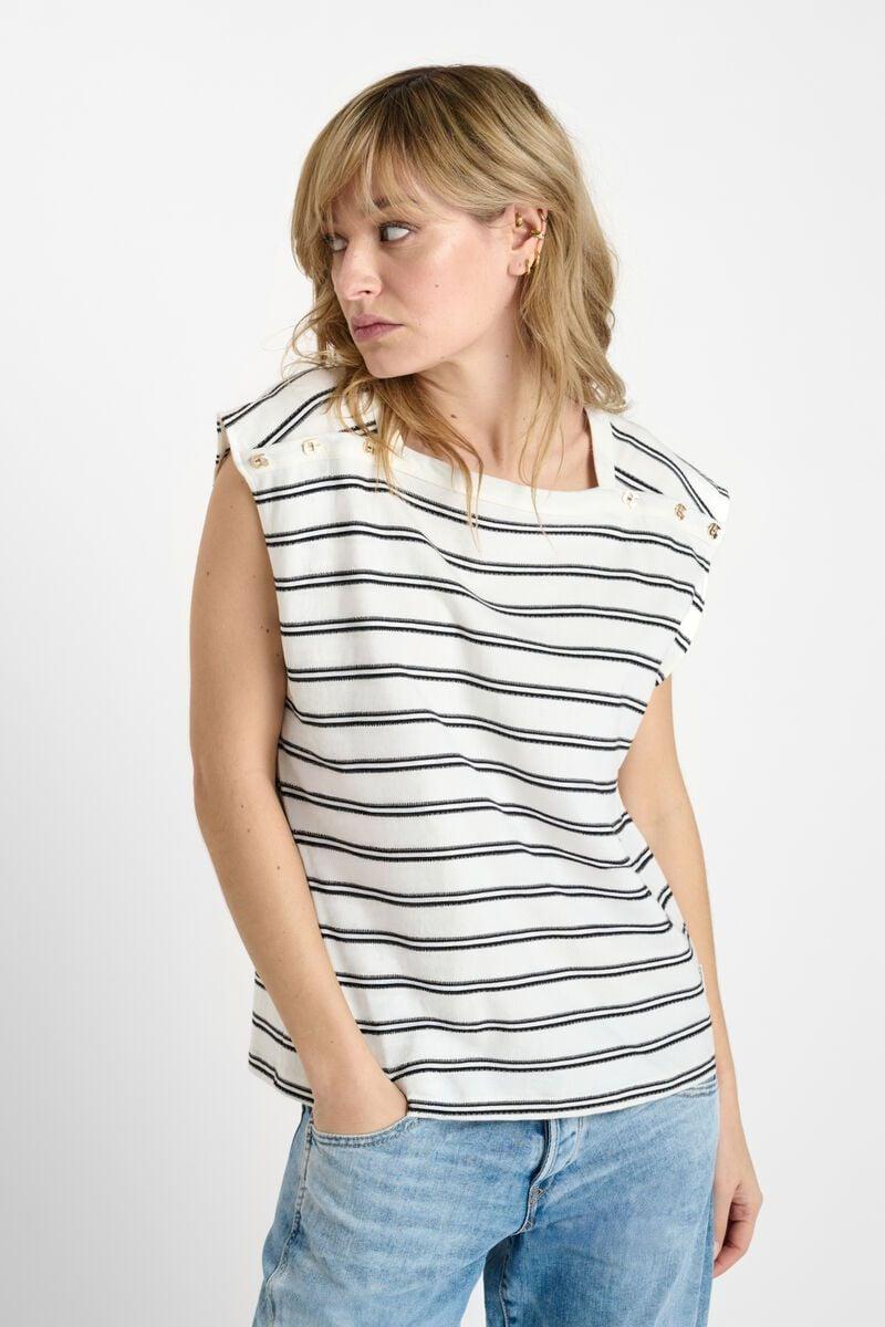 Le Temps Des Cerises T-shirt Marina Blanc à Rayures