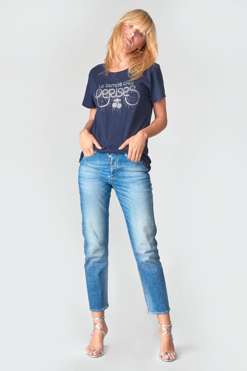 Le Temps Des Cerises T-shirt Marty Bleu Nuit Imprimé