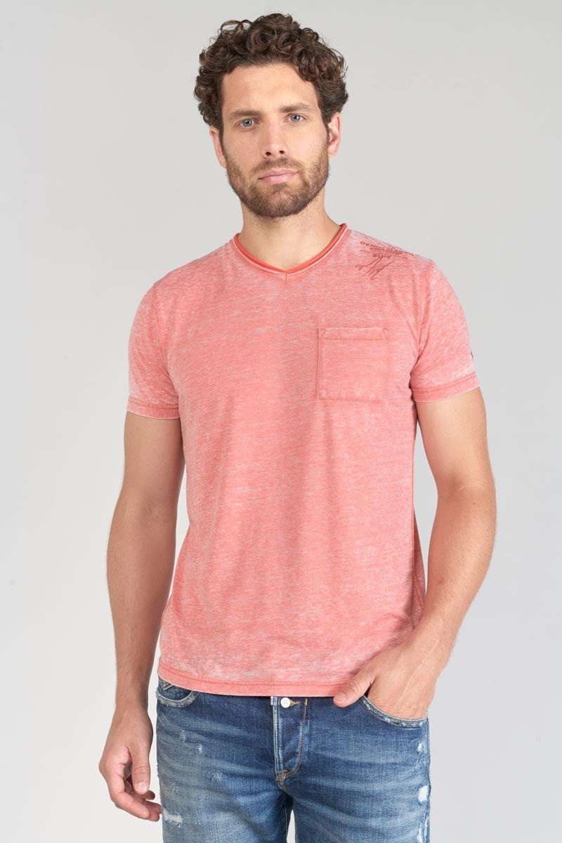 le temps des cerises T-shirt Mavoc rouge chiné délavé