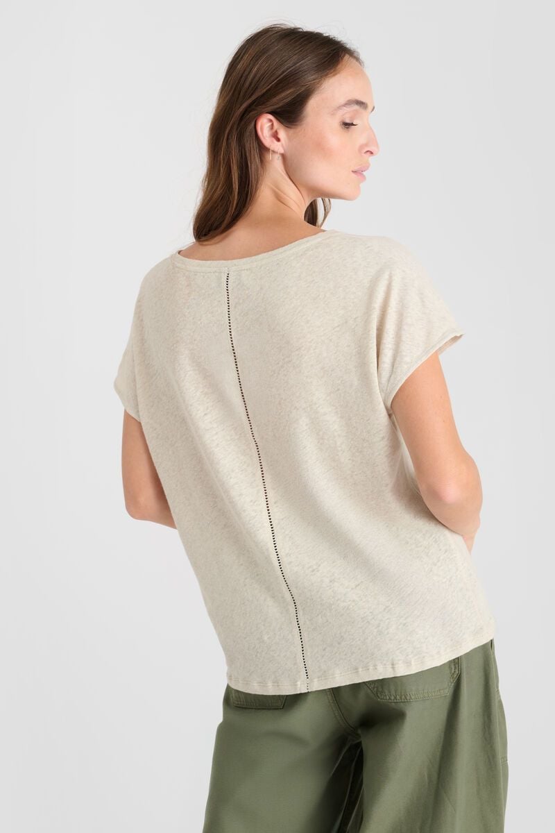 Le Temps Des Cerises T-shirt Melinda Crème En Lin Mélangé
