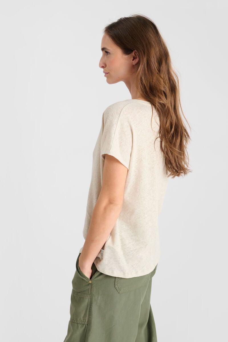 Le Temps Des Cerises T-shirt Melinda Crème En Lin Mélangé