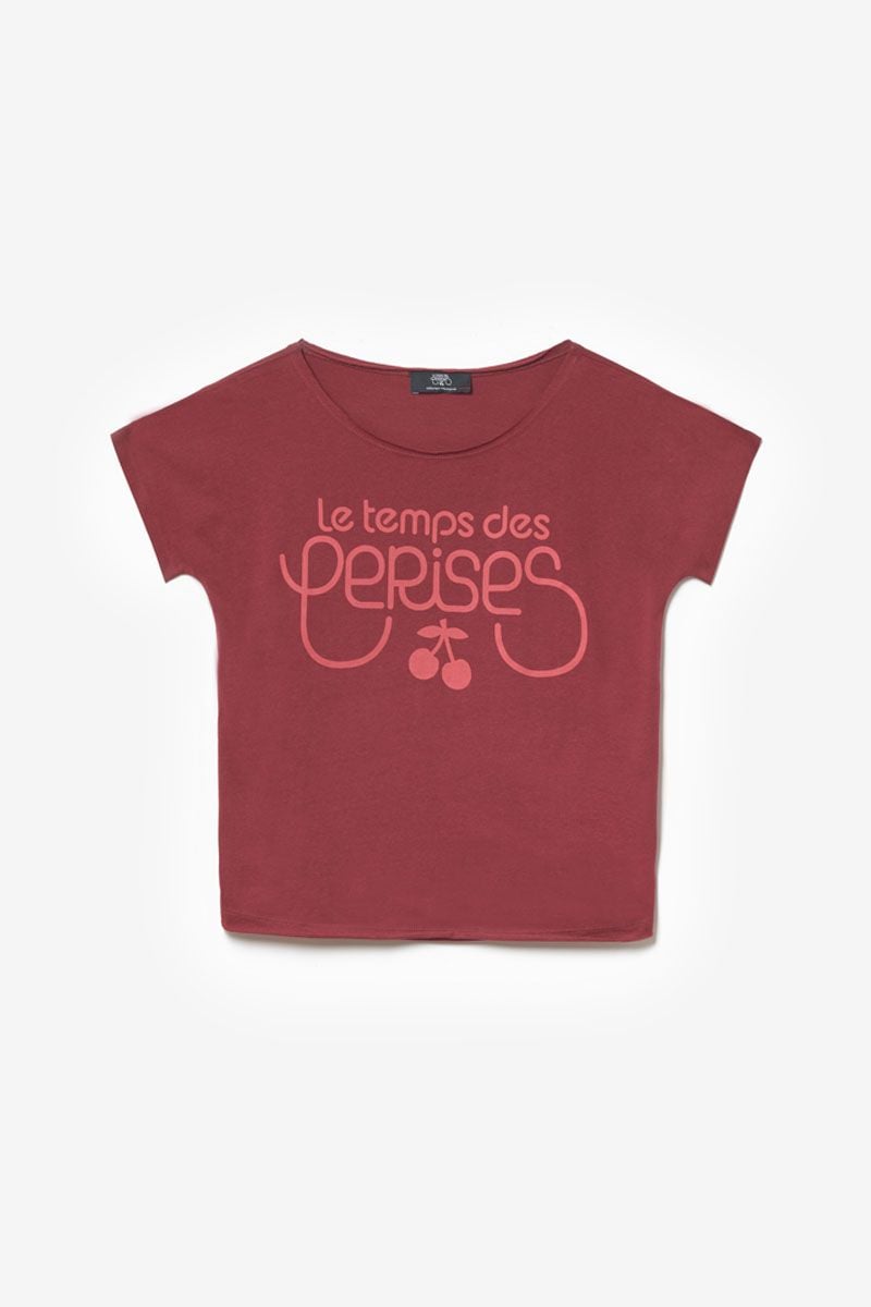 le temps des cerises T-shirt Musgi bordeaux imprimé