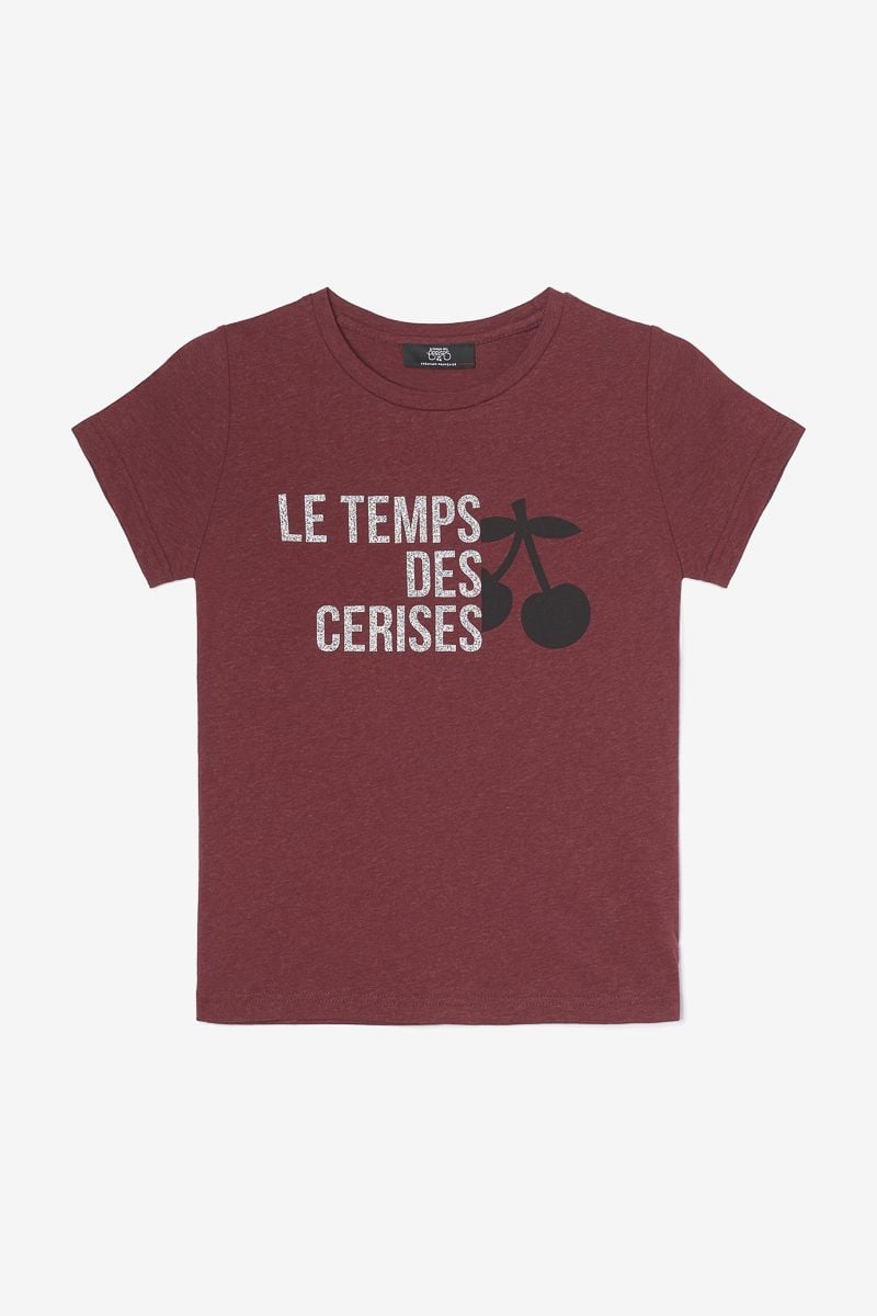 le temps des cerises T-shirt Nastiagi bordeaux imprimé