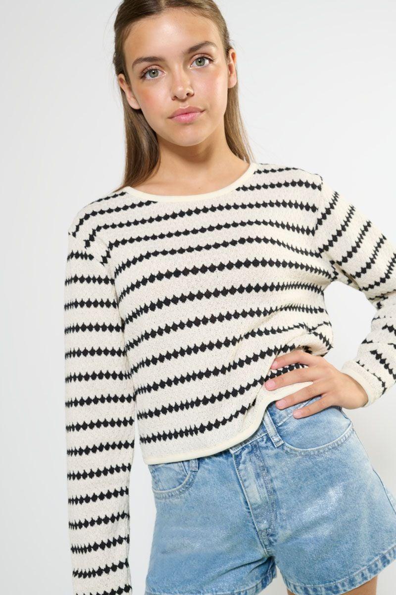 le temps des cerises T-shirt Ratogi en maille à rayures