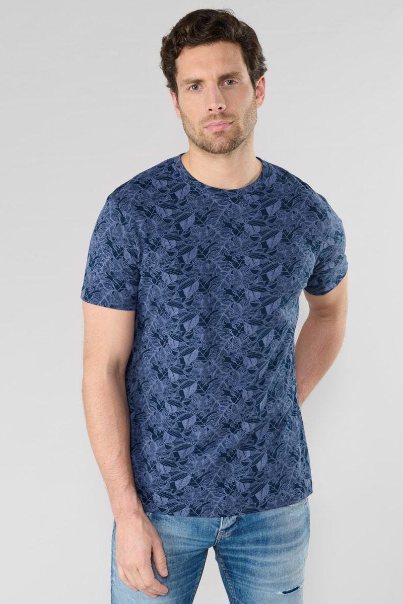 Le Temps Des Cerises T-shirt Robas Bleu à Motif Tropical