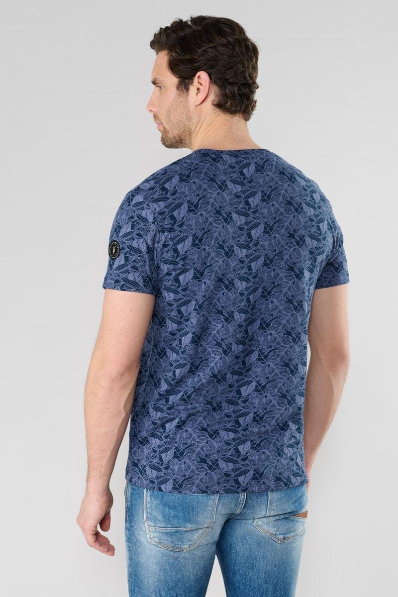 Le Temps Des Cerises T-shirt Robas Bleu à Motif Tropical