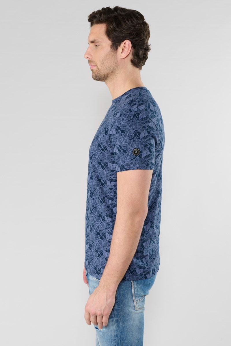 Le Temps Des Cerises T-shirt Robas Bleu à Motif Tropical