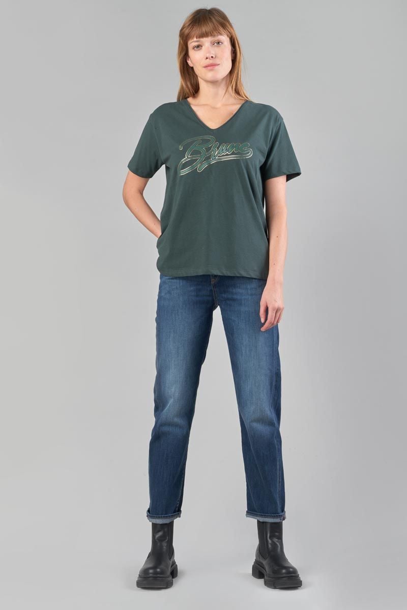 Le Temps Des Cerises T-shirt Sink Vert Bouteille Imprimé