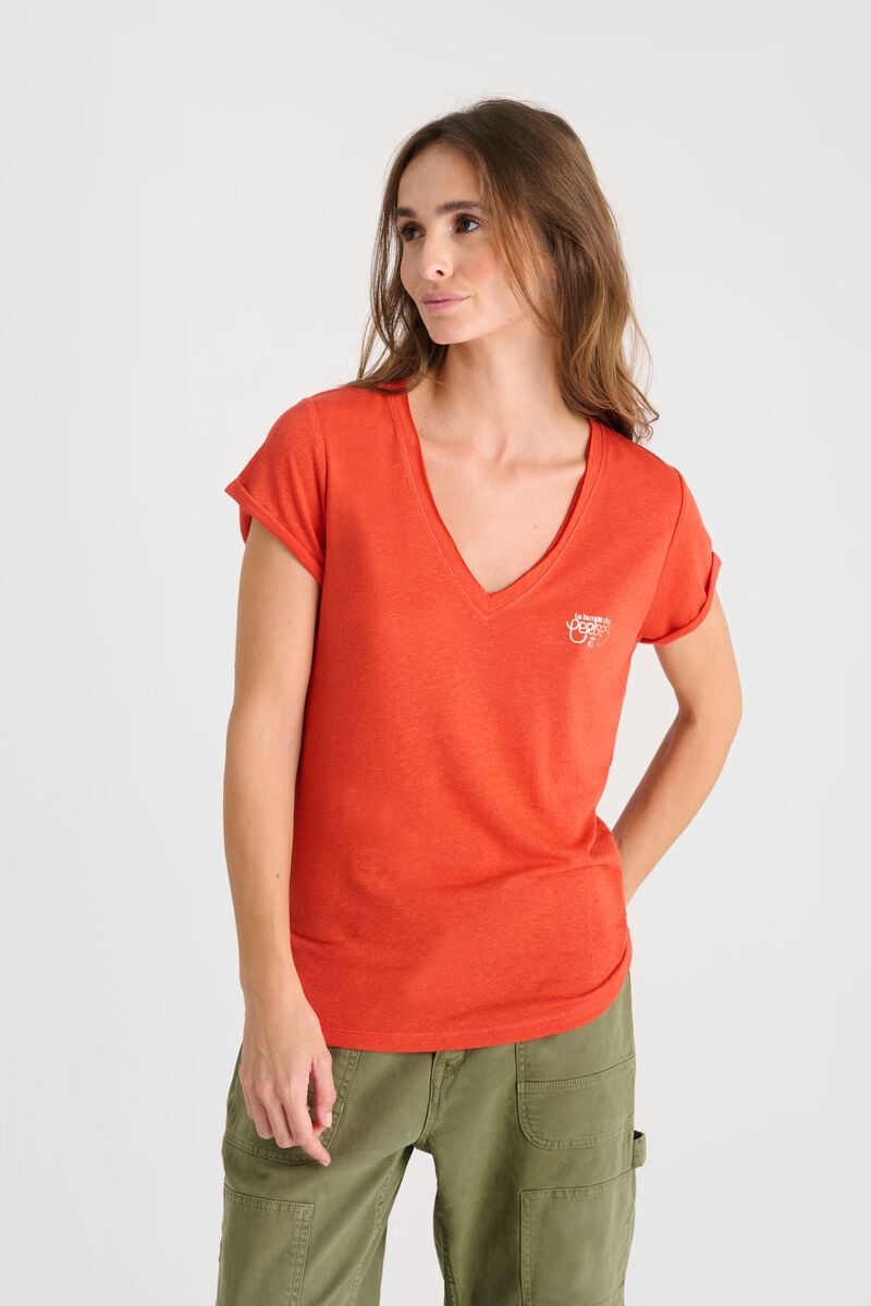 le temps des cerises T-shirt Smallvtrame orange imprimé
