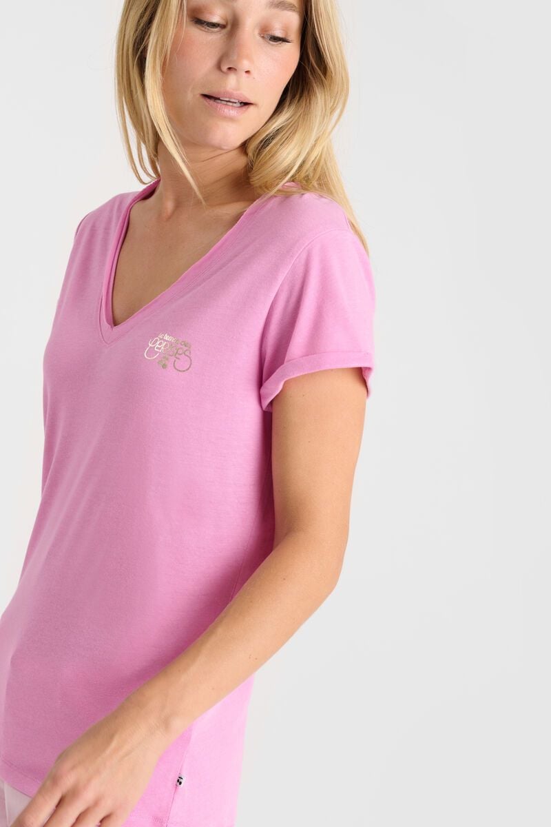 le temps des cerises T-shirt Smallvtrame rose imprimé