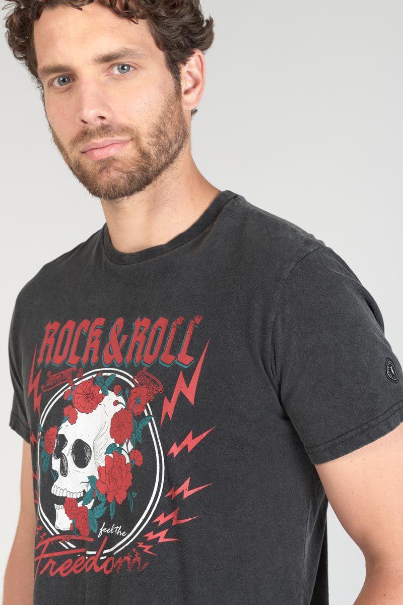 Le Temps Des Cerises T-shirt Stipe Gris Délavé Imprimé