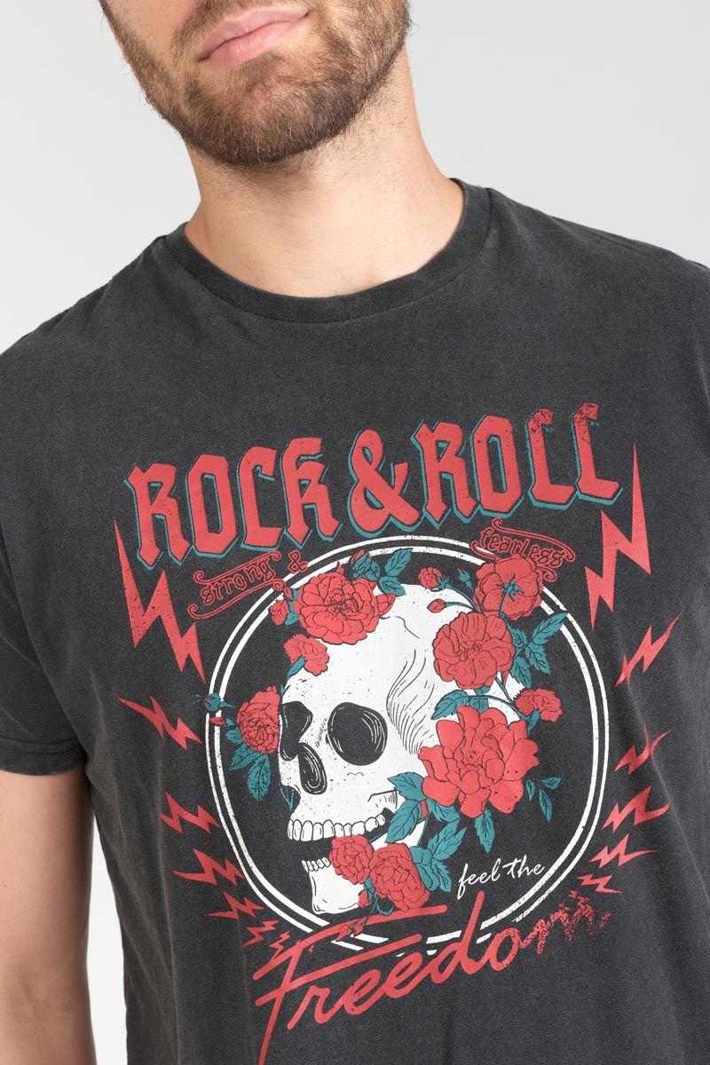 Le Temps Des Cerises T-shirt Stipe Gris Délavé Imprimé