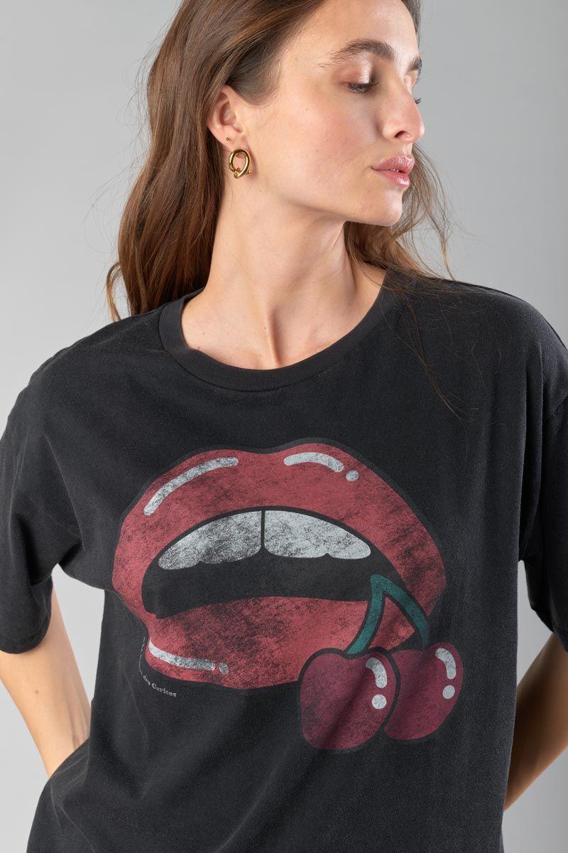 Le Temps Des Cerises T-shirt Tamita Noir Délavé Imprimé
