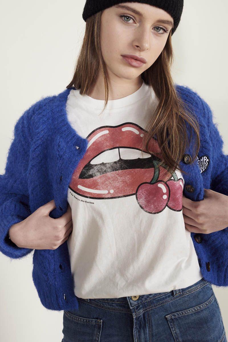 le temps des cerises T-shirt Tamitagi blanc imprimé