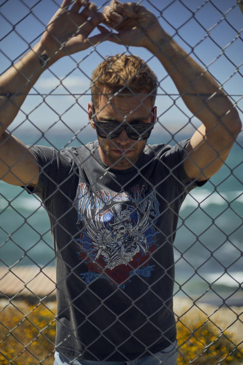 le temps des cerises T-shirt Tije gris délavé imprimé