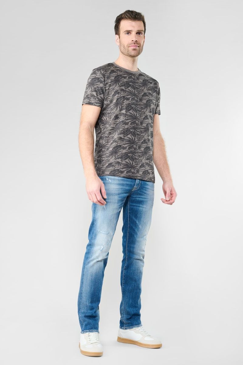 Le Temps Des Cerises T-shirt Vezir à Motif Tropical Gris