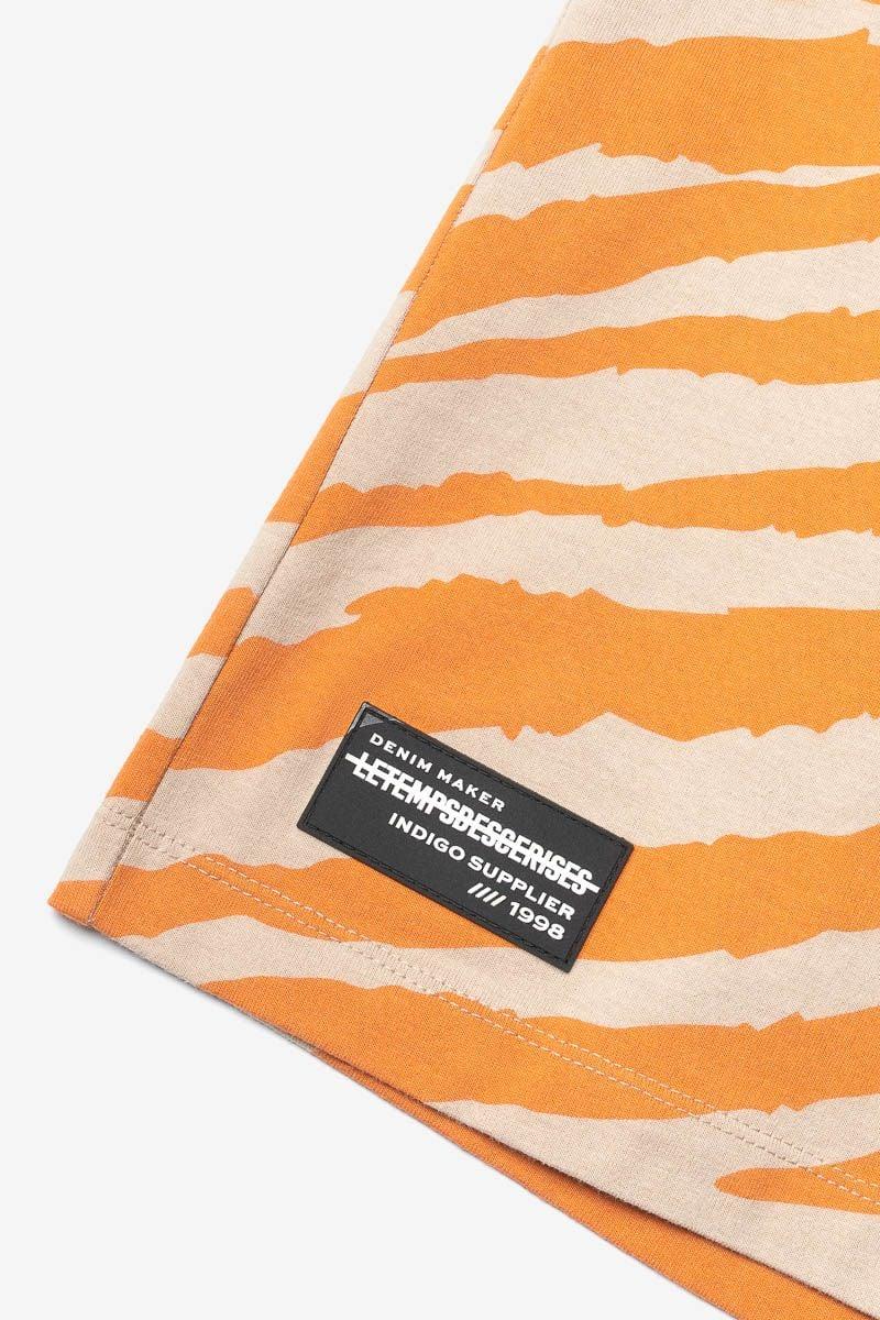 Le Temps Des Cerises T-shirt Zabrabo Zébré Beige Et Orange Imprimé
