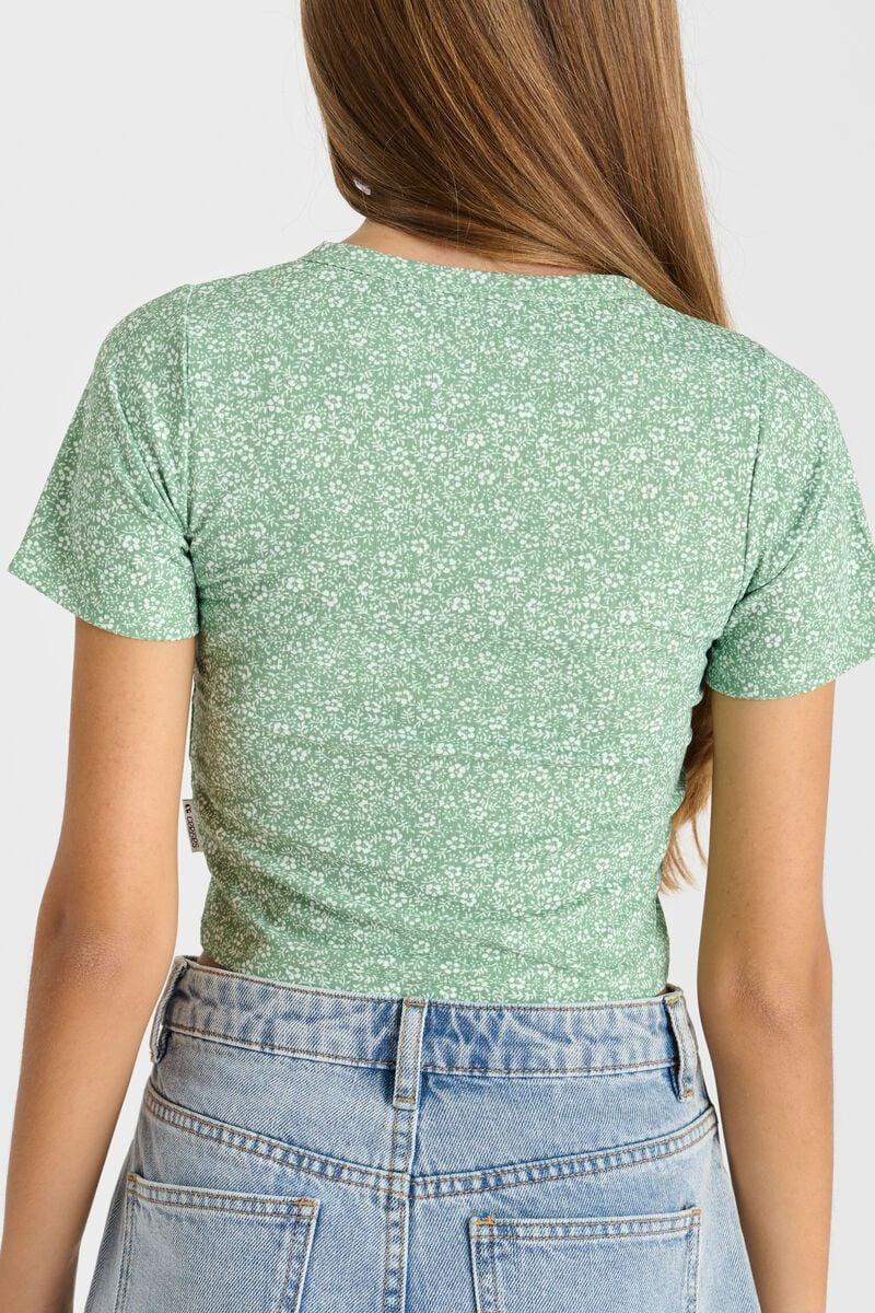 Le Temps Des Cerises Top Cerbegi Vert à Motif Fleuri