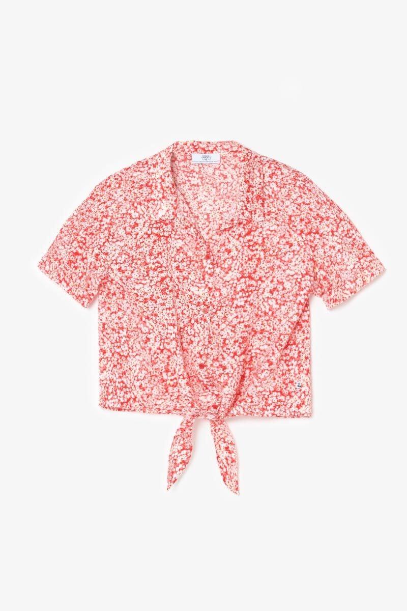 le temps des cerises Top Coxiegi à motif floral rouge