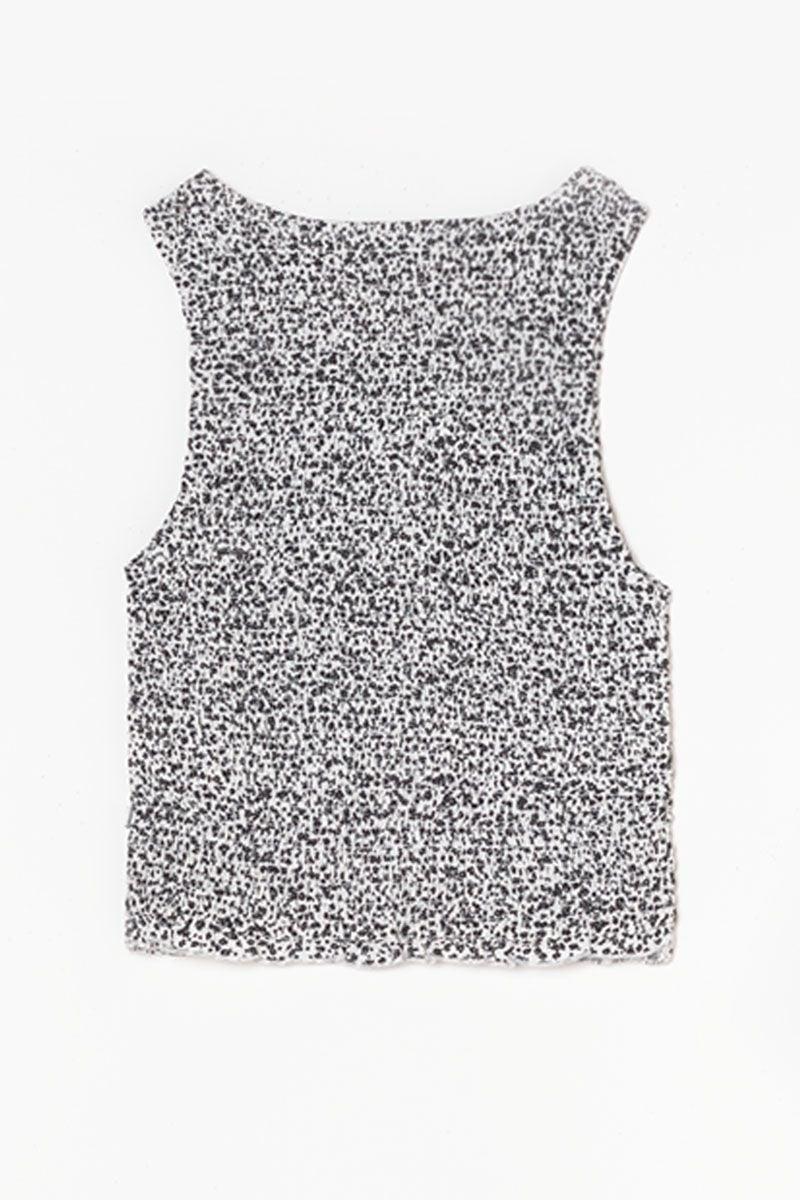 Le Temps Des Cerises Top Elgagi à Motif Floral Noir Et Blanc