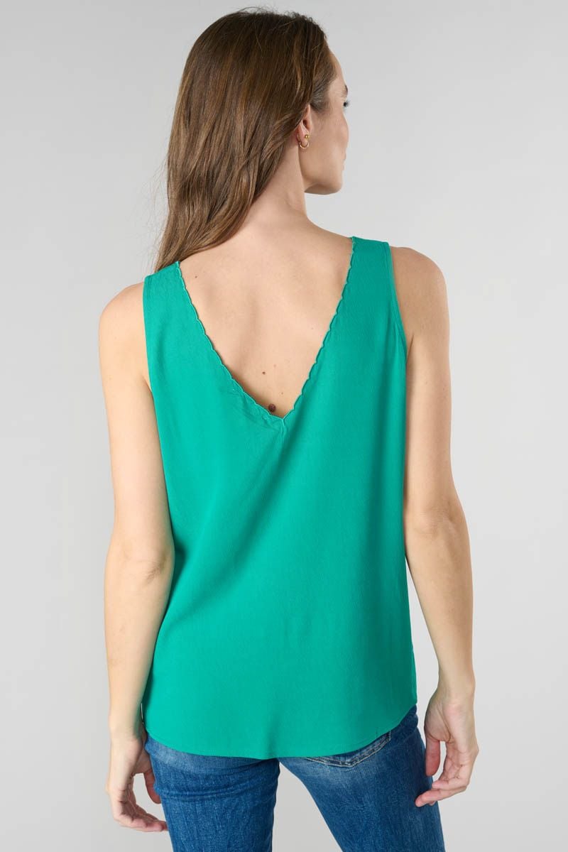 Le Temps Des Cerises Top Marjoli En Tencel Vert émeraude