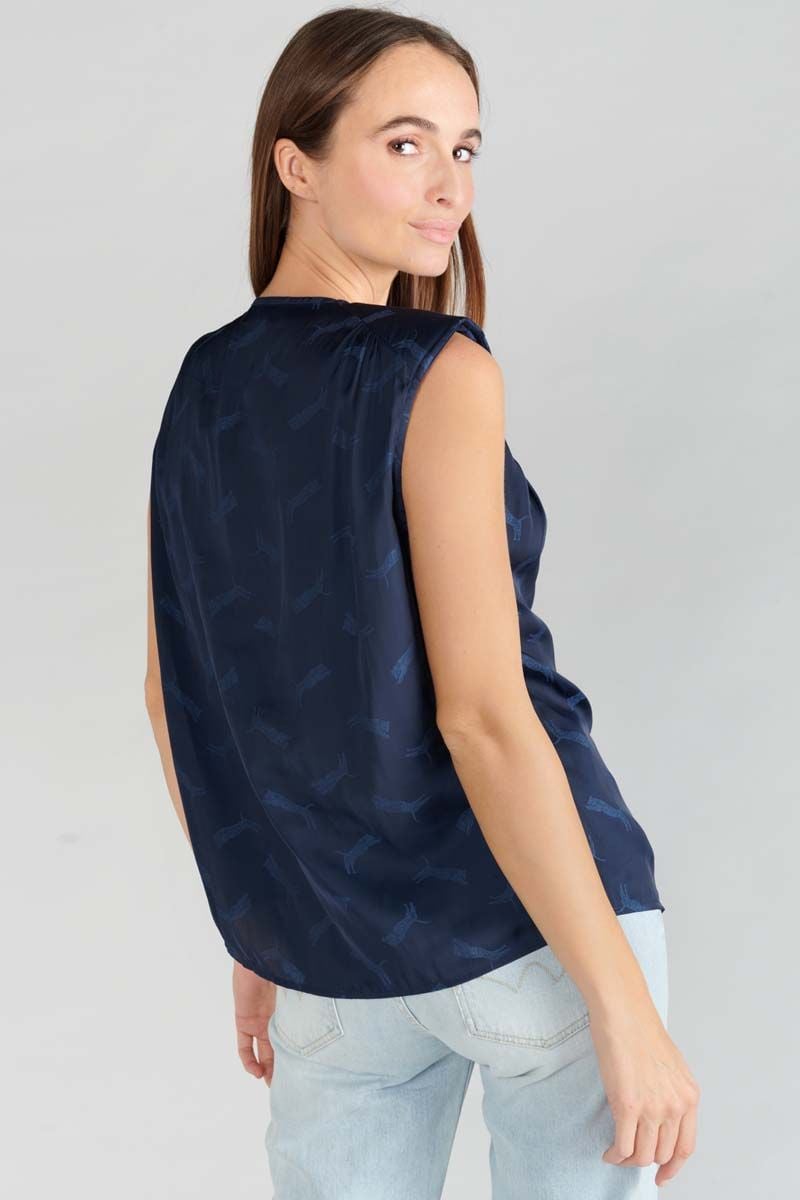 Le Temps Des Cerises Top Missou En Jacquard Bleu Marine