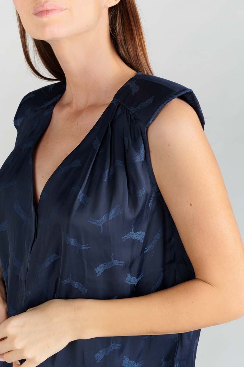 Le Temps Des Cerises Top Missou En Jacquard Bleu Marine