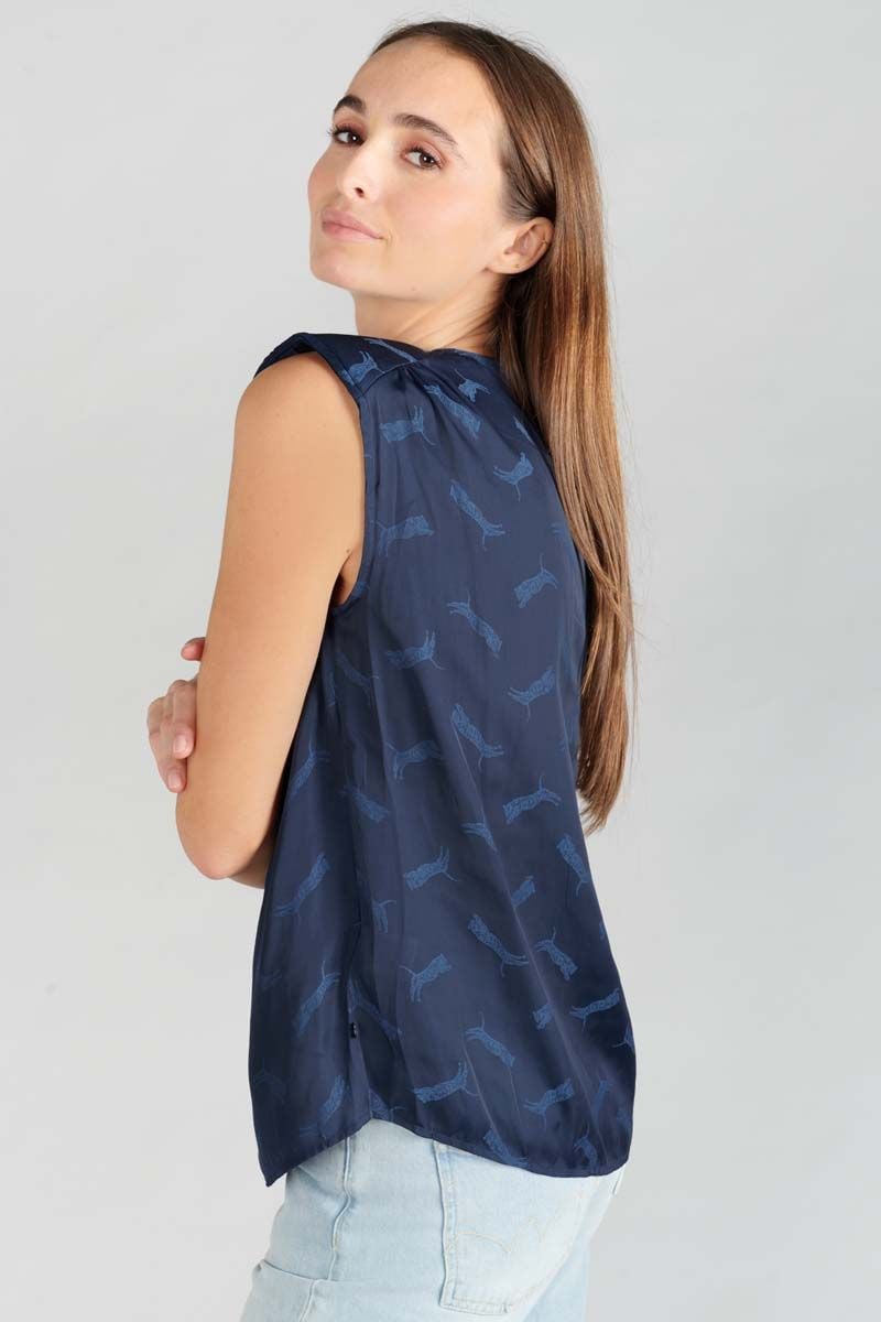 Le Temps Des Cerises Top Missou En Jacquard Bleu Marine