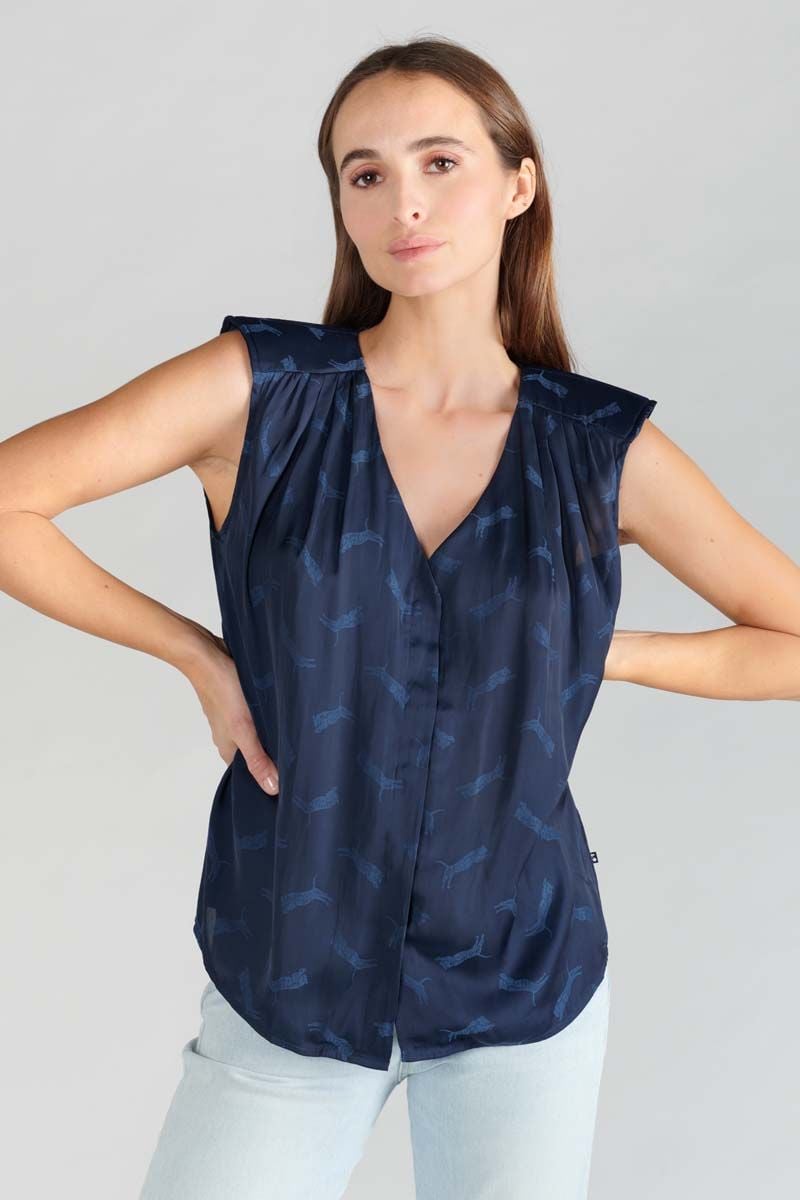 Le Temps Des Cerises Top Missou En Jacquard Bleu Marine
