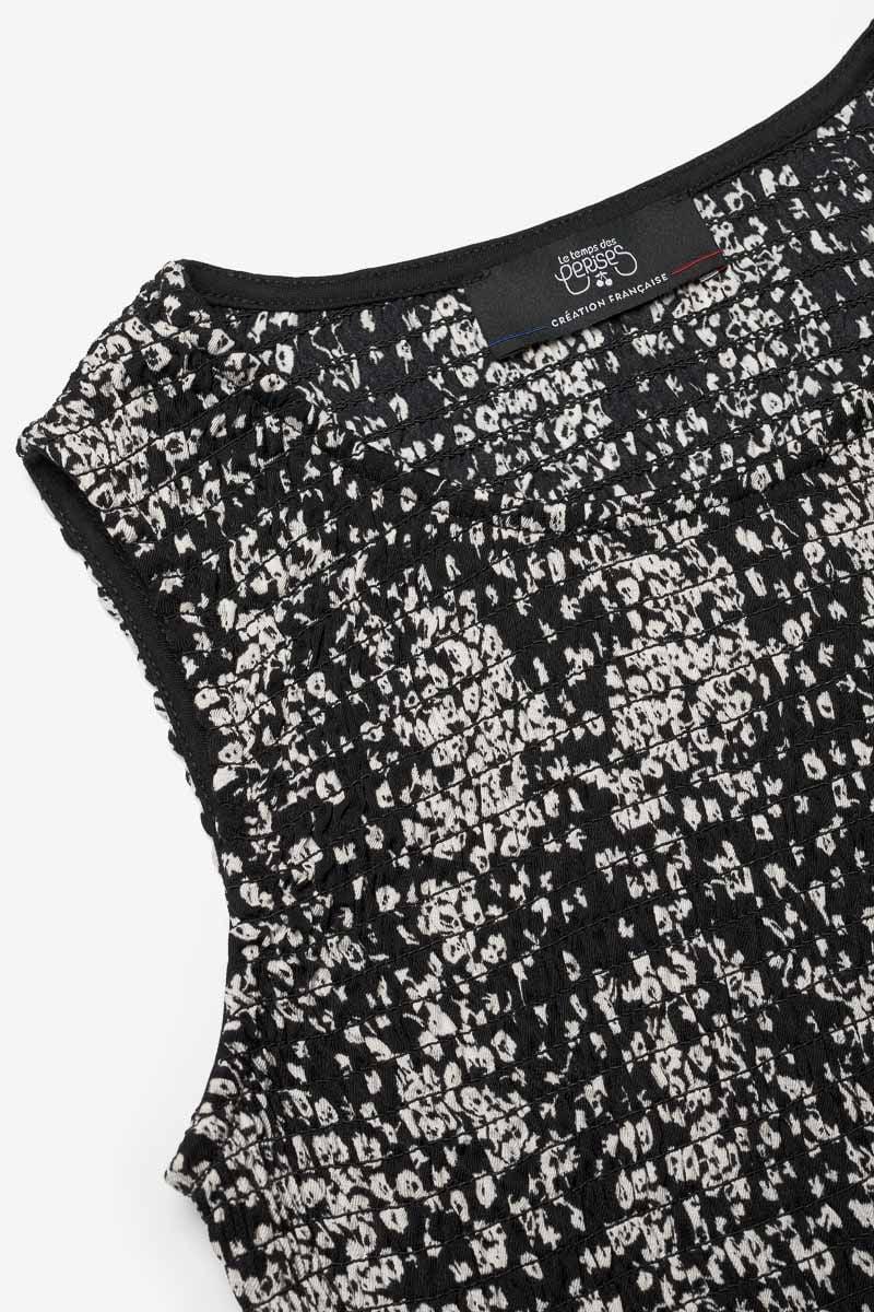 Le Temps Des Cerises Top Veronicgi à Motif Floral Noir Et Blanc