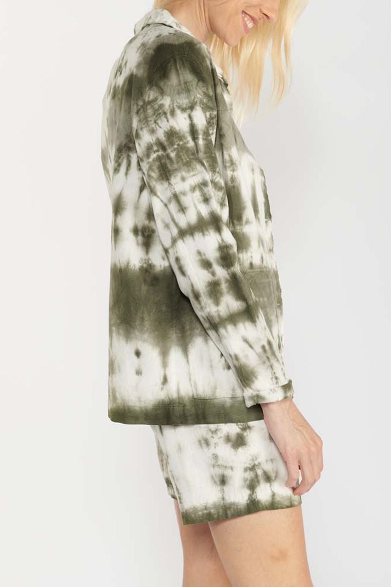 Le Temps Des Cerises Veste Aurora En Jeans Tie And Dye Kaki