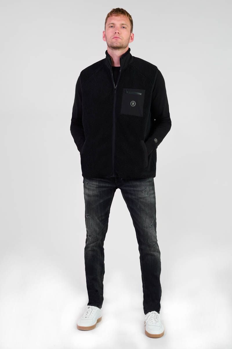 Le Temps Des Cerises Veste Bi-matière Sans Manches Rudy Noire