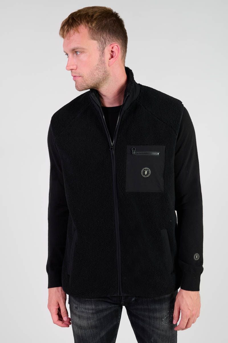 le temps des cerises Veste bi-matière sans manches Rudy noire