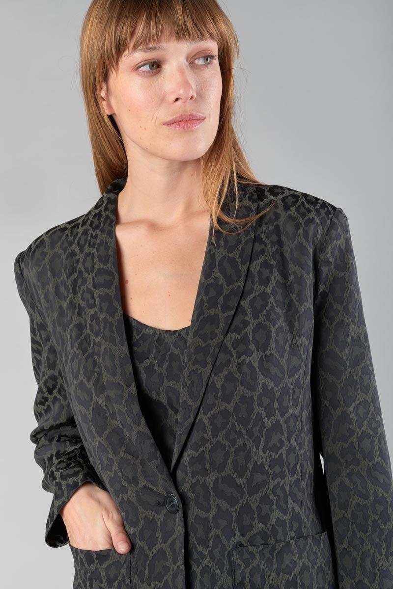 Le Temps Des Cerises Veste Blazer Amelya En Jacquard Léopard