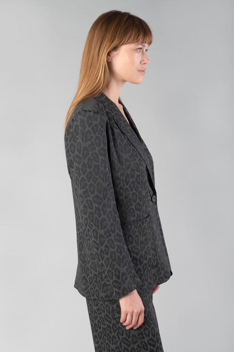 Le Temps Des Cerises Veste Blazer Amelya En Jacquard Léopard