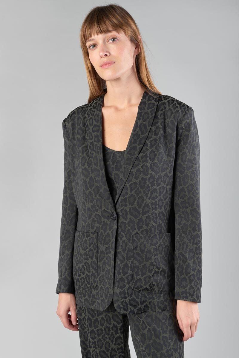 Le Temps Des Cerises Veste Blazer Amelya En Jacquard Léopard