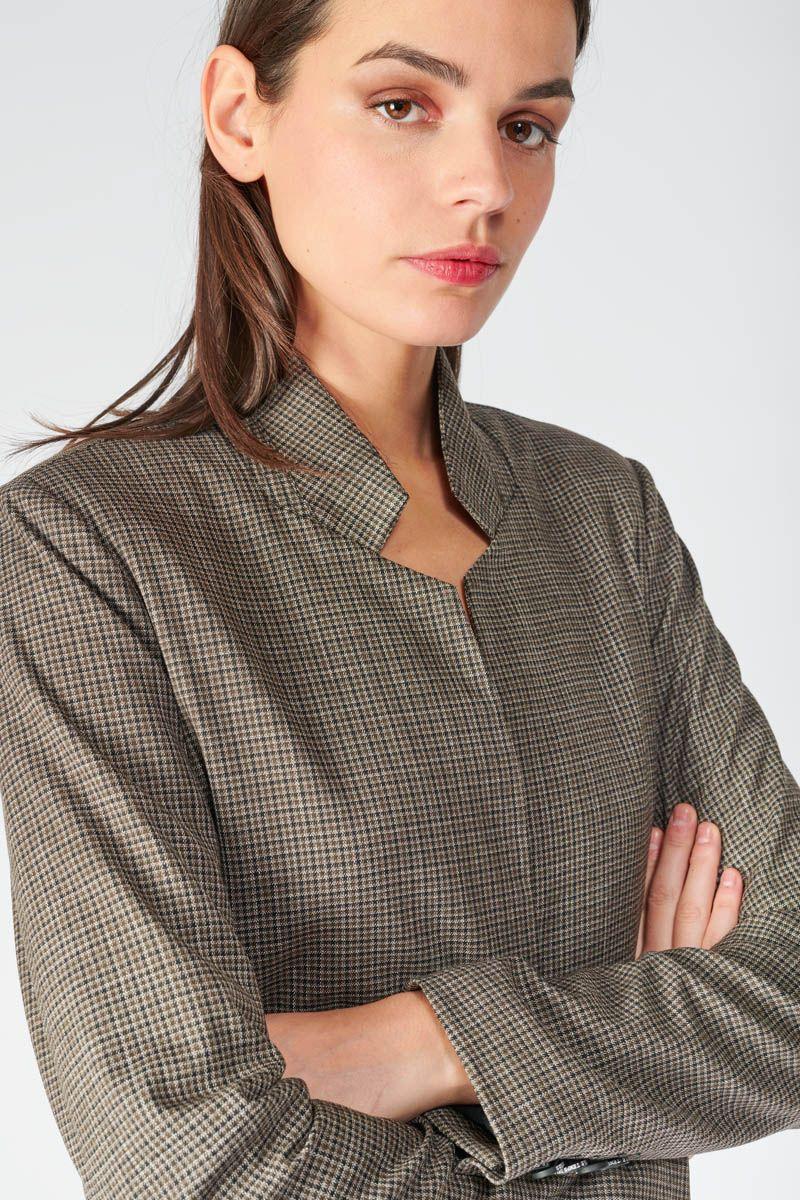 Le Temps Des Cerises Veste Blazer Great Marron à Carreaux