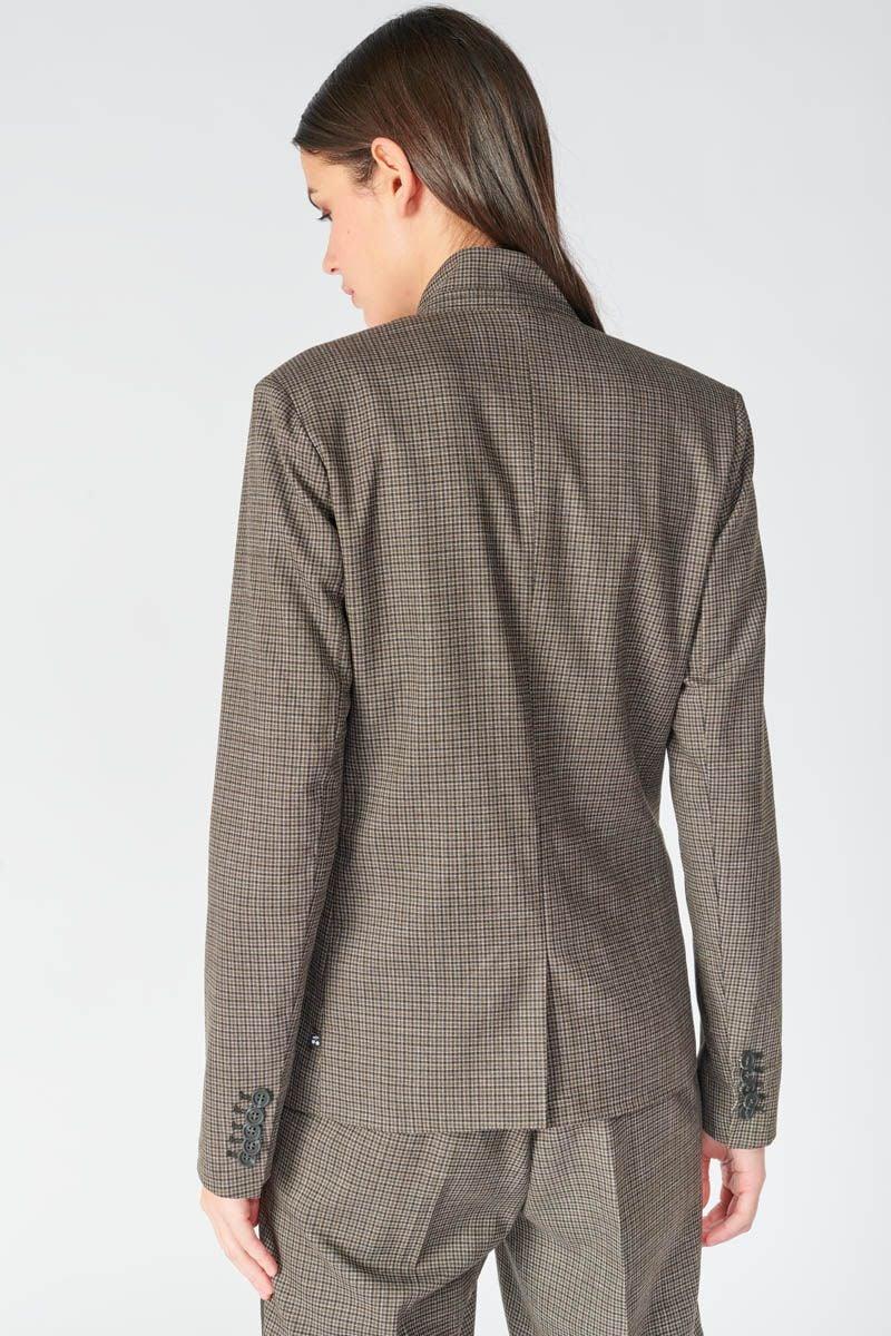 Le Temps Des Cerises Veste Blazer Great Marron à Carreaux