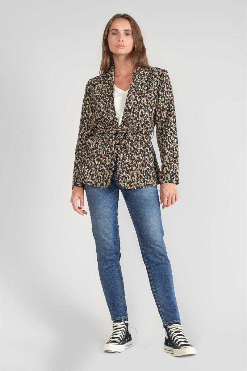 Le Temps Des Cerises Veste Blazer Myrtle à Motif Léopard Kaki