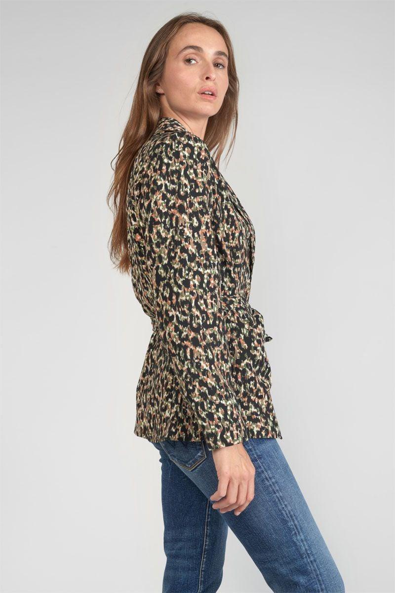 Le Temps Des Cerises Veste Blazer Myrtle à Motif Léopard Kaki