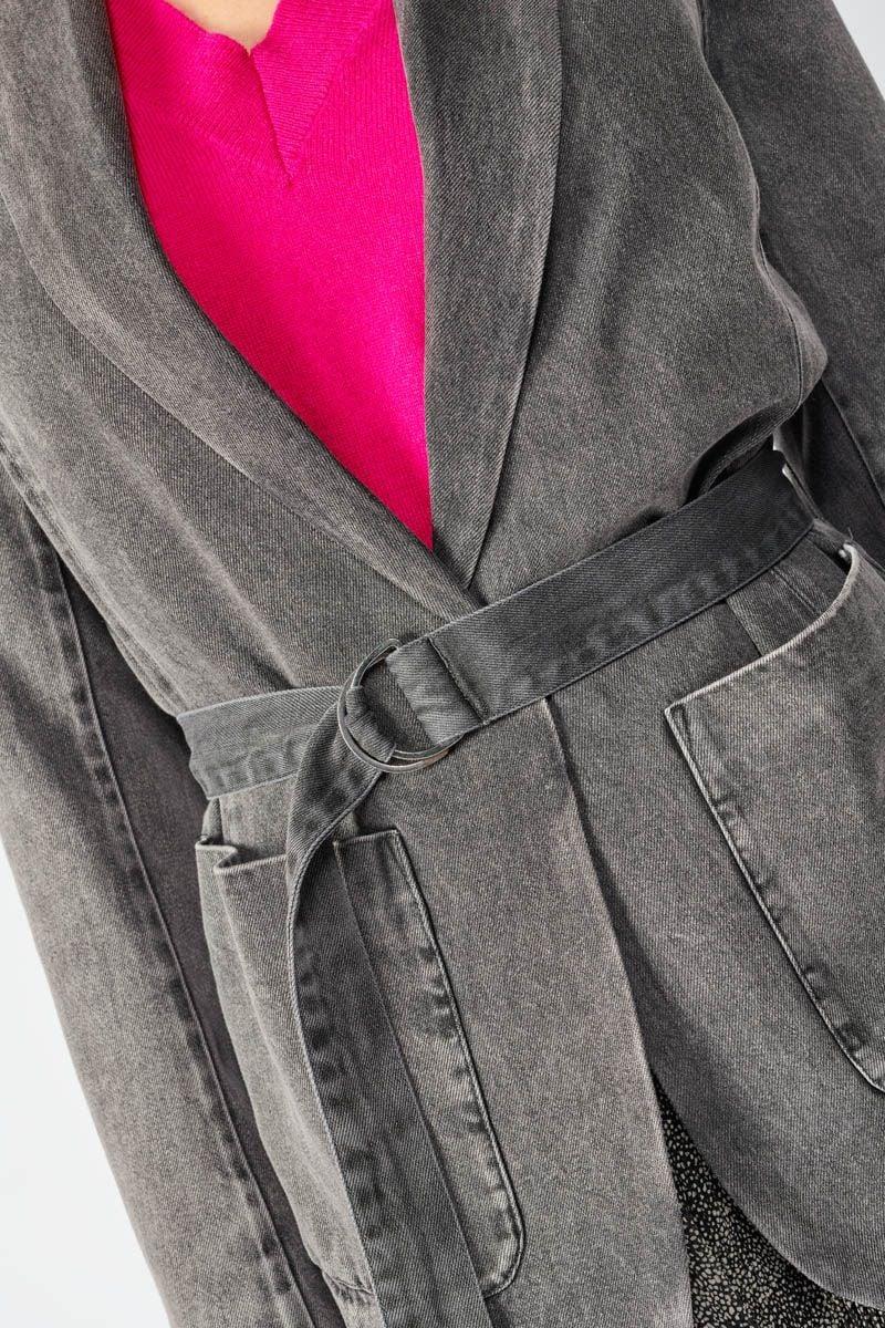 Le Temps Des Cerises Veste Blazer Paoubis En Tencel Gris