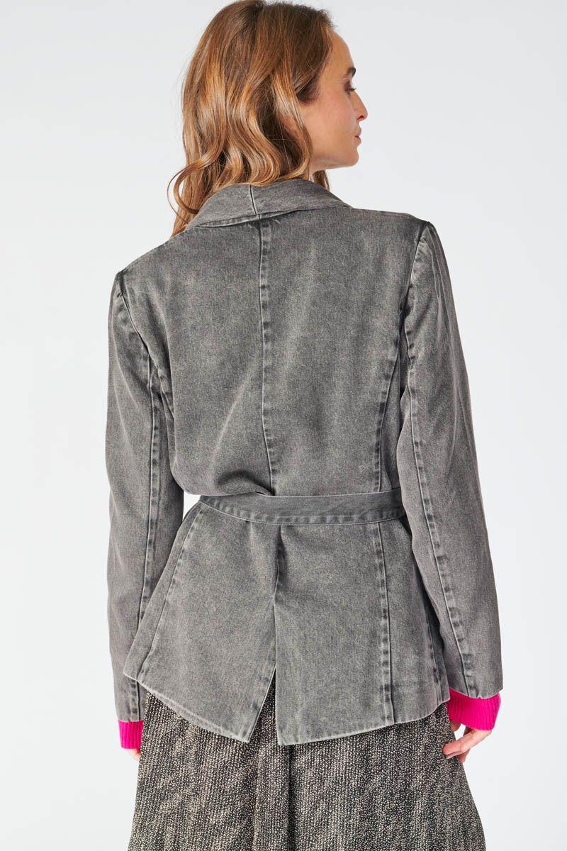 Le Temps Des Cerises Veste Blazer Paoubis En Tencel Gris