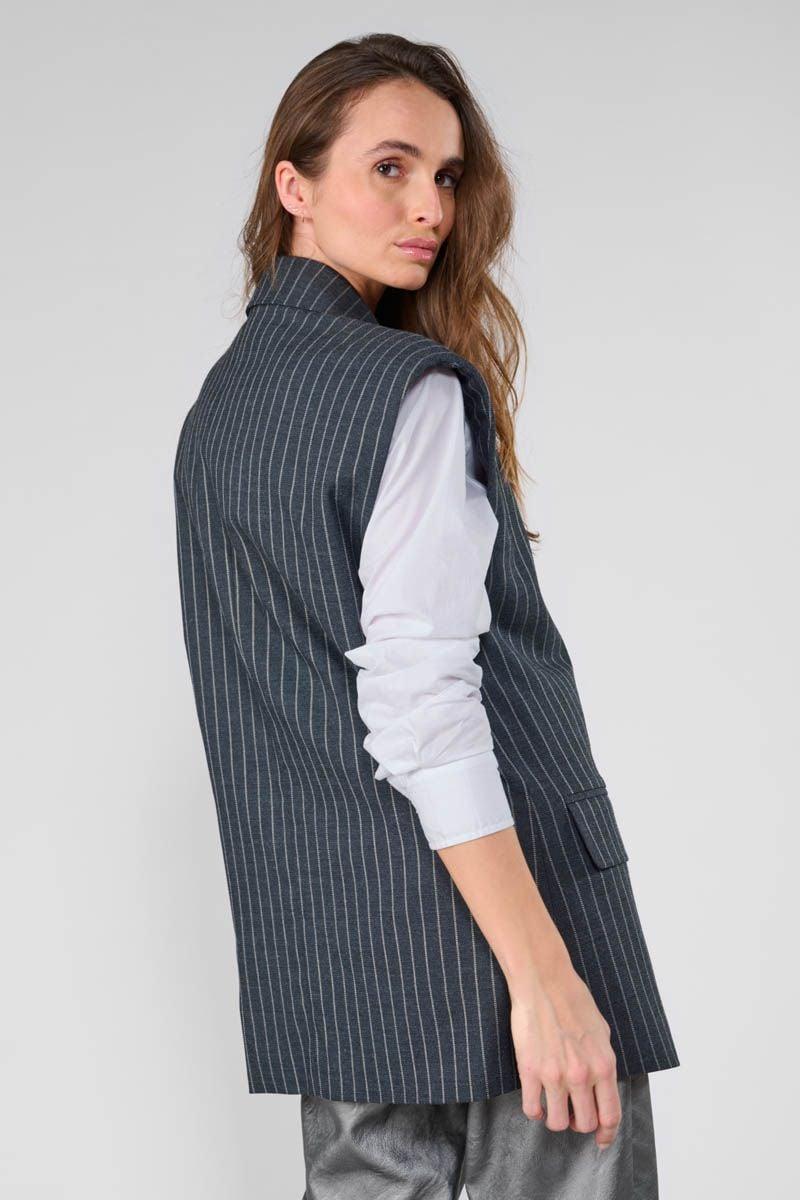 Le Temps Des Cerises Veste Blazer Sans Manches Tillin Grise