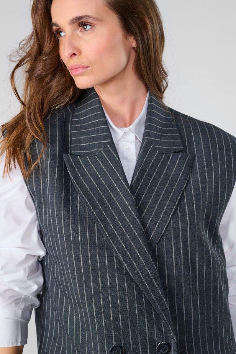 Le Temps Des Cerises Veste Blazer Sans Manches Tillin Grise
