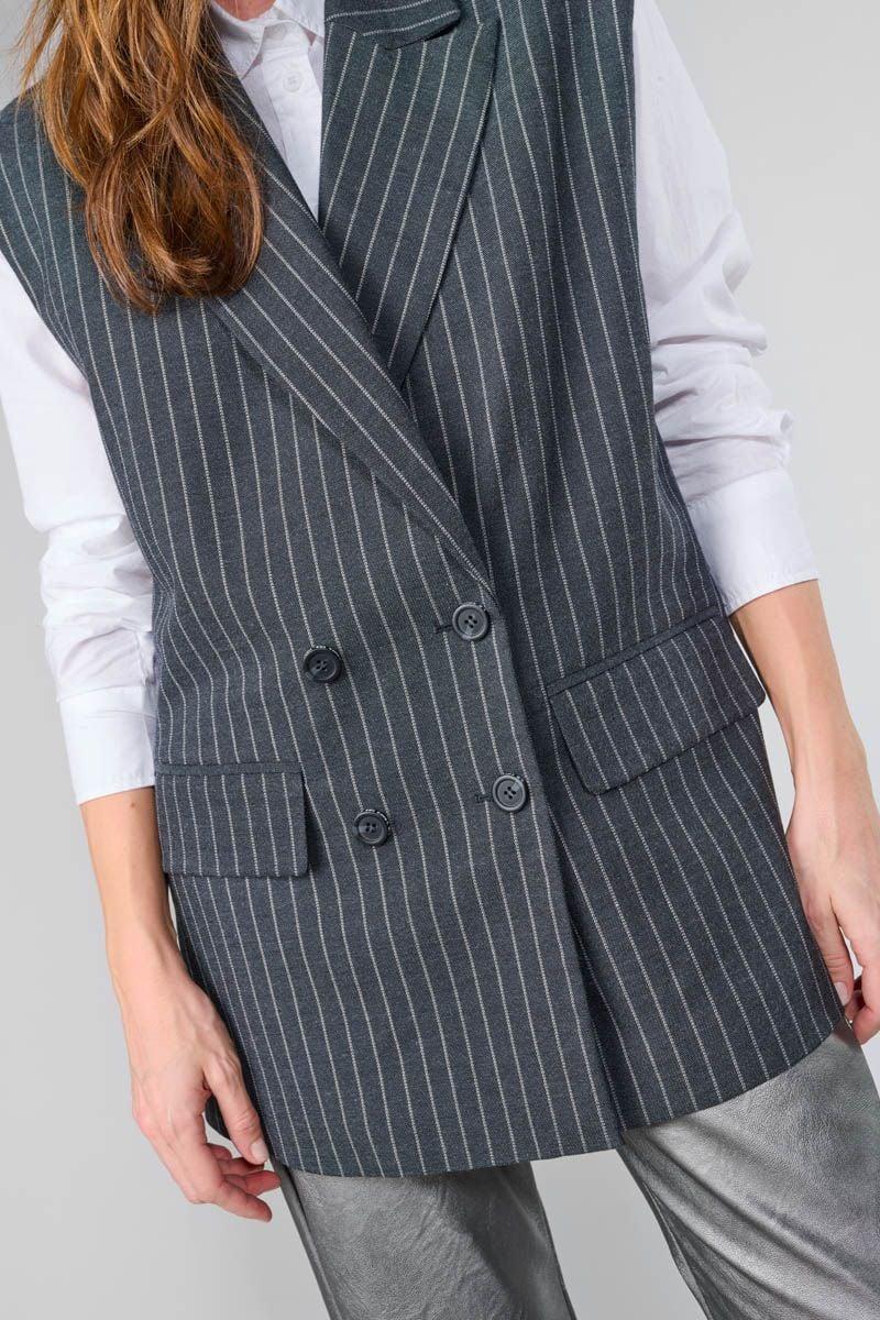 Le Temps Des Cerises Veste Blazer Sans Manches Tillin Grise