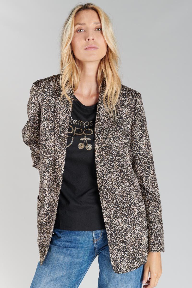 le temps des cerises Veste blazer Talhia noir à motif