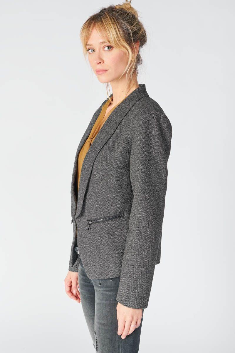 Le Temps Des Cerises Veste Blazer Timmy à Chevrons Gris