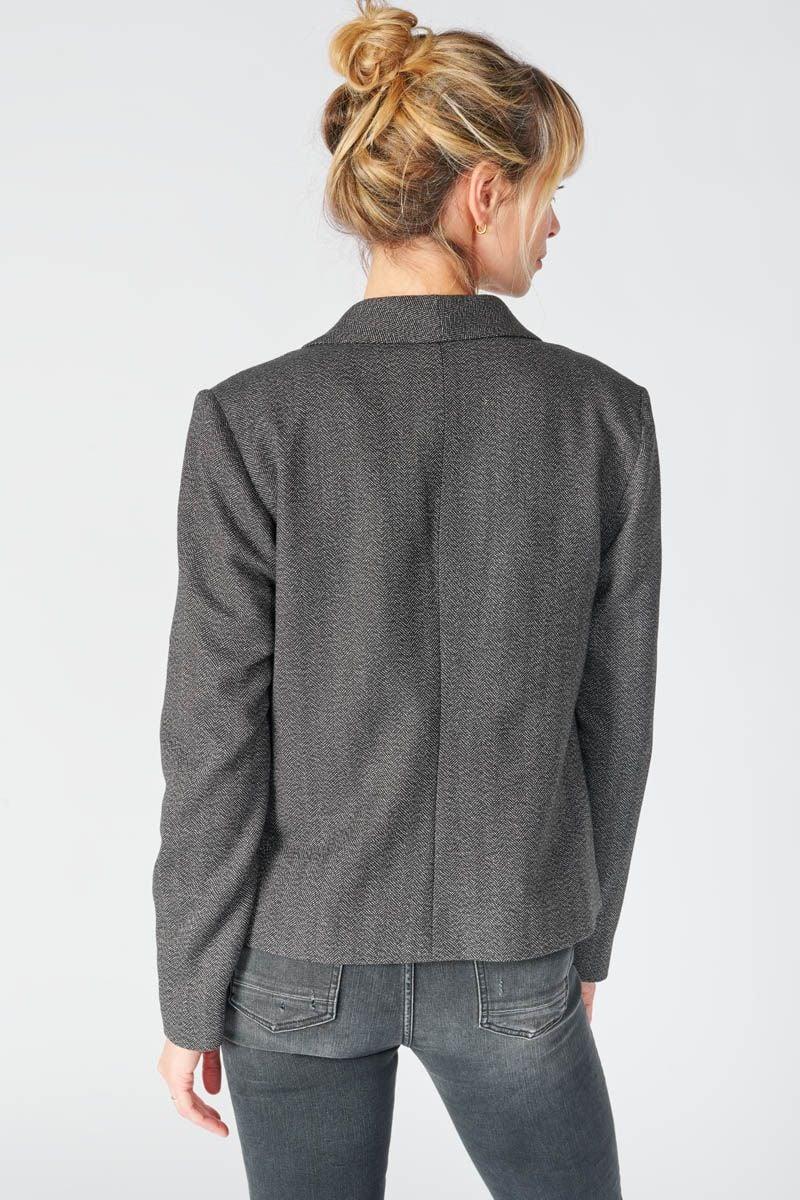 Le Temps Des Cerises Veste Blazer Timmy à Chevrons Gris